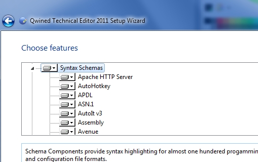 Qwined Schema Files for Syntax Highlighting